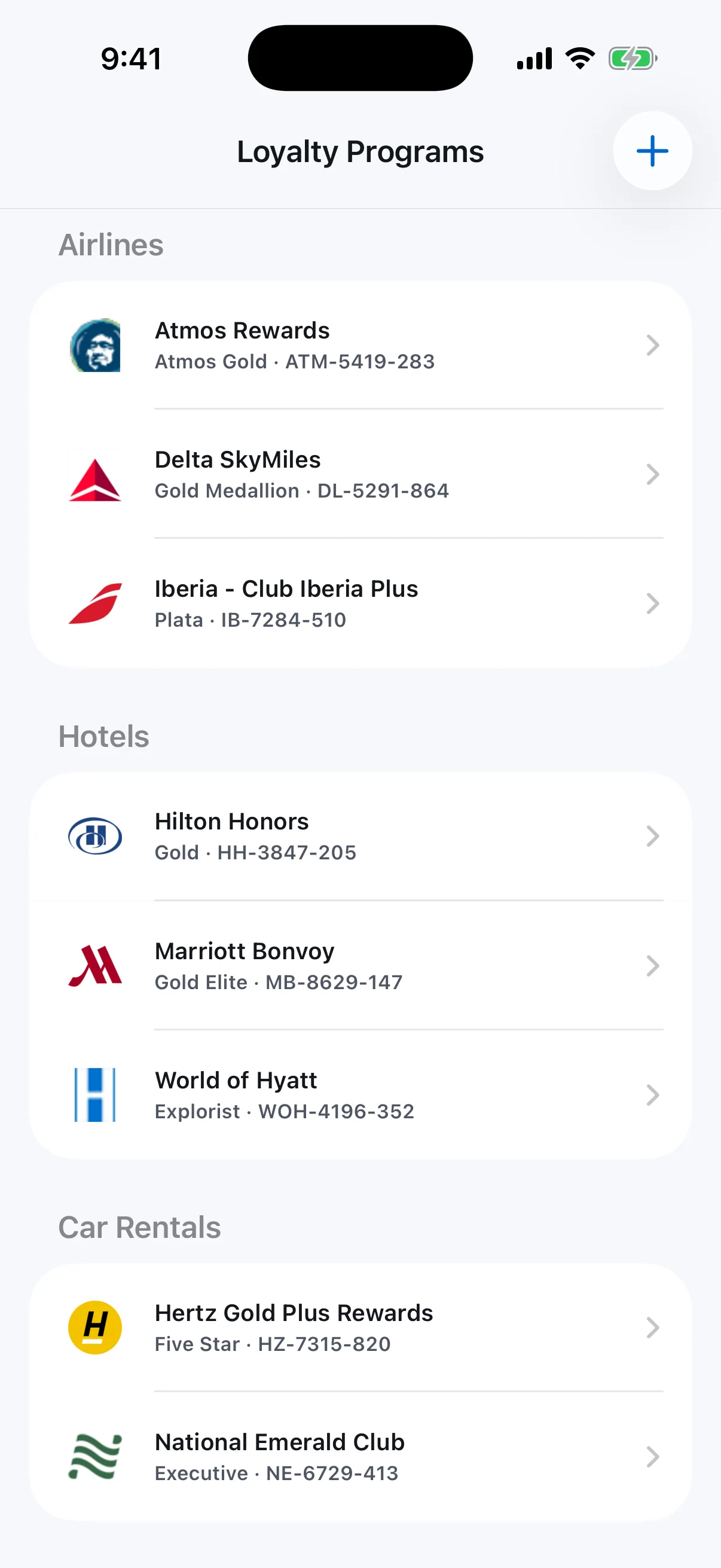 DepartBuddy Loyalty Programs with airline, hotel, and car rental memberships